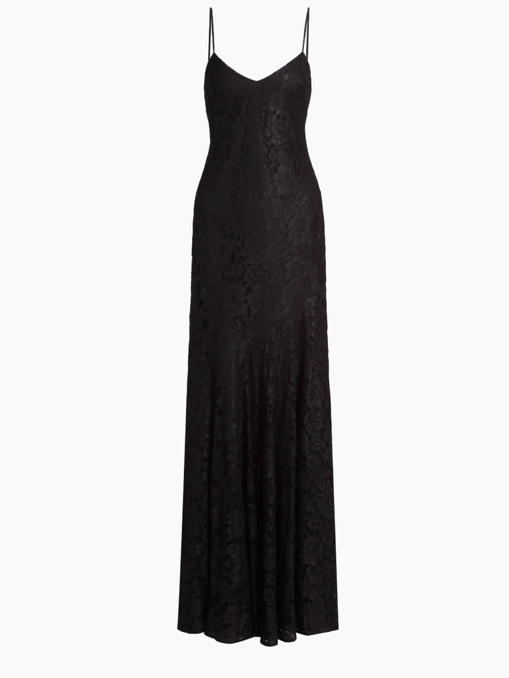 ML Monique Lhuillier Black Melina Lacquered Lace Gown